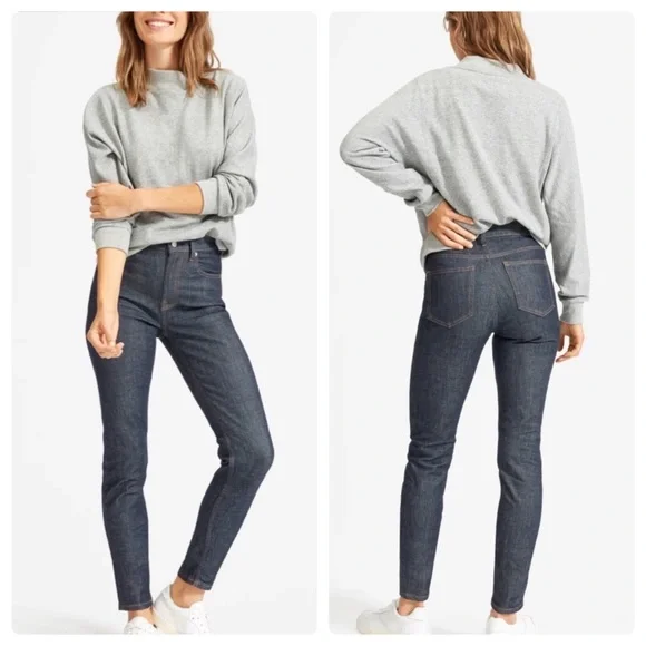 Everlane High Rise Skinny Jean Dark Indigo Wash Blue Size 24 Regular - Picture 1 of 7